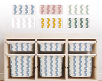 IKEA TROFAST Bin Stickers | Stripe Storage Decals | Playroom Organization Labels | Nursery Storage Decor | 6 colors