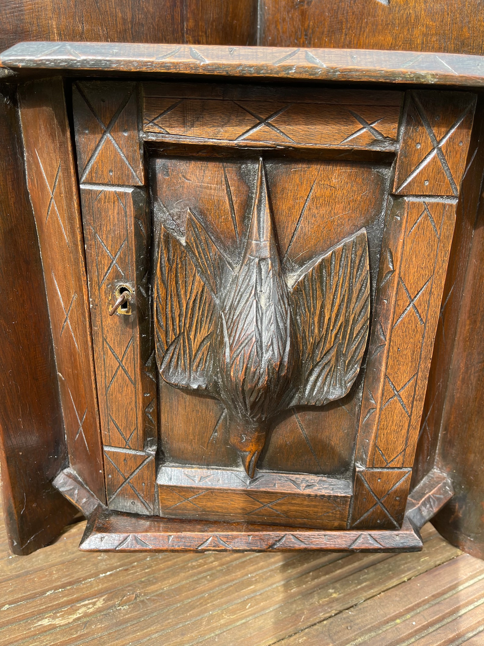 Victorian Small Oak Corner Cupboard With Carved Bird Panel Detail - Etsy