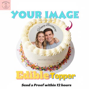 Custom Image Edible Icing Cake Topper: Personalized Photo Icing Sheet | Wedding Birthday Frosting Decoration