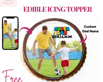 Glaçage comestible personnalisé pour gâteau : fête des pères, image de papa | Cupcake avec photo personnalisée