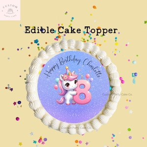 FREE SHIPPING | Edible Unicorn Cake Topper | Free Shipping | Kids Birthday Cake | Pre-Cut | Personalize Cake | Custom Number Cake