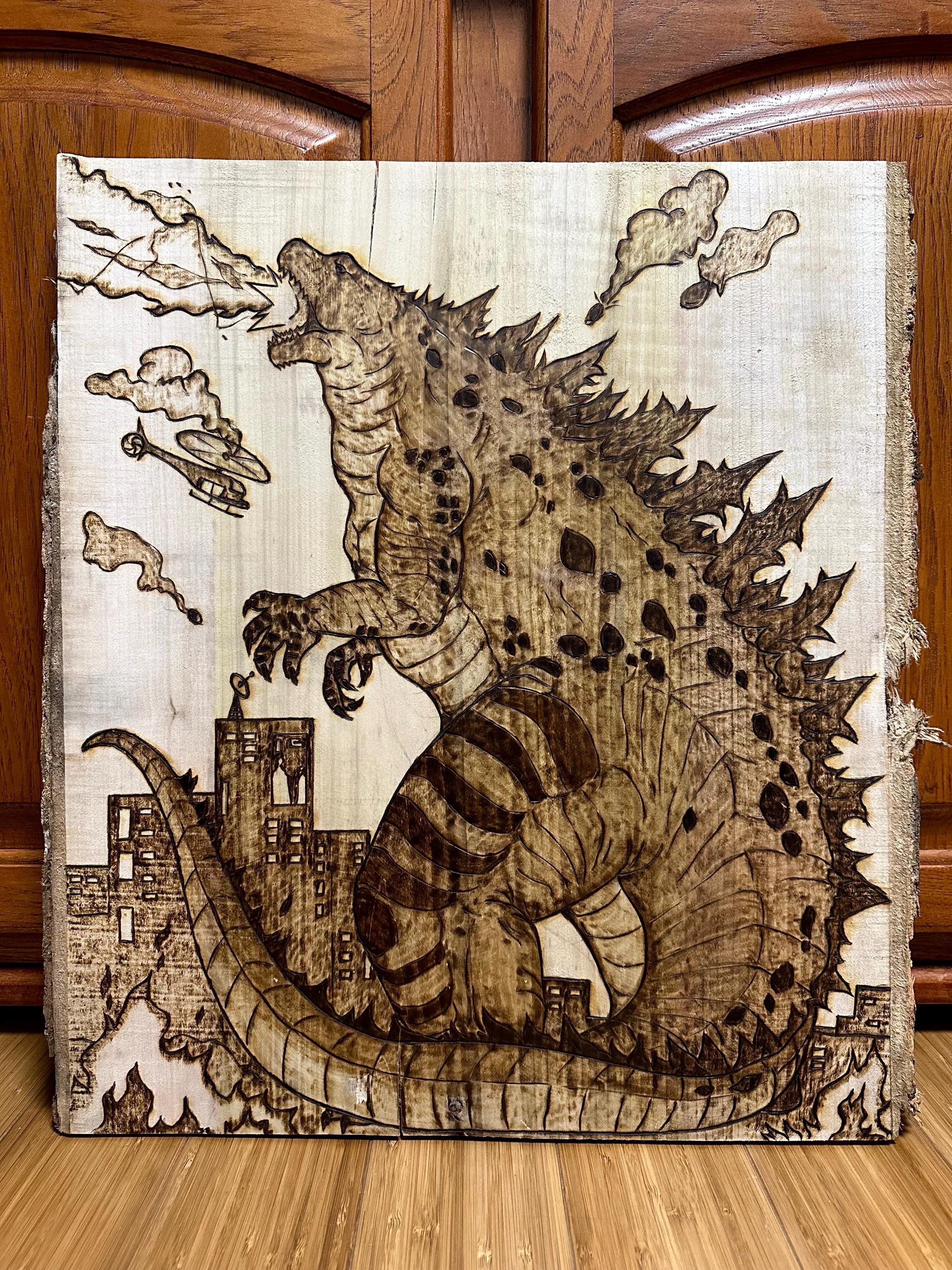 Godzilla Wood Burning Art: Custom Handmade Decor (22