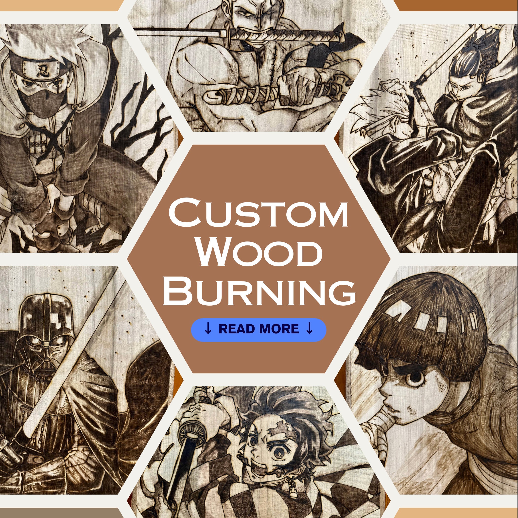 Handmade Wood Burning Anime Art: Custom Housewarming Decor - Etsy