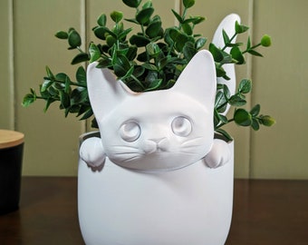 Cute Cat Planter - 3D Printed Succulent Pot - Gift for Cat Lovers