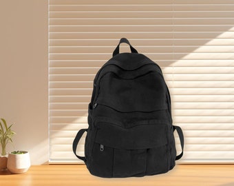 High Capacity Canvas Backpack - Ideal for Back to School, Compact Size