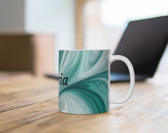 Taza de cerámica de mármol menta