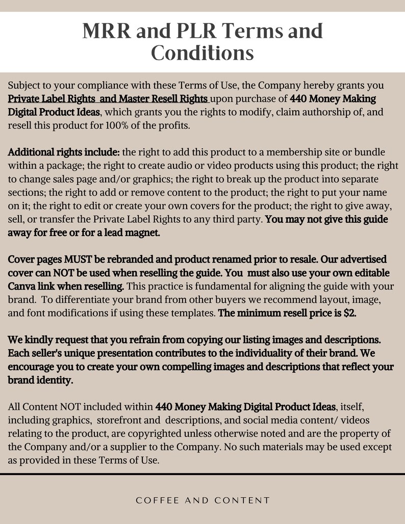 Resell Rights Included 440 Digital Product Ideas | PLR, Master Resell Rights (ebook) - Etsy