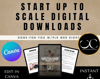 Kurs i digital marknadsföring: MRR/PLR, guide till online-företag (redigerbar i Canva)