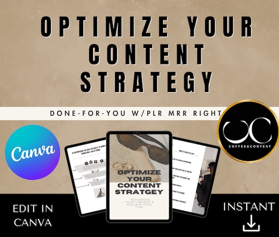 Content Strategy Guide | PLR MRR Rights, Repurpose Content (Canva, Digital Download)