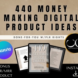 440 Digital Product Ideas | PLR, Master Resell Rights (Ebook)