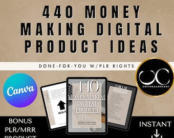440 Digital Product Ideas | PLR, Master Resell Rights (Ebook)