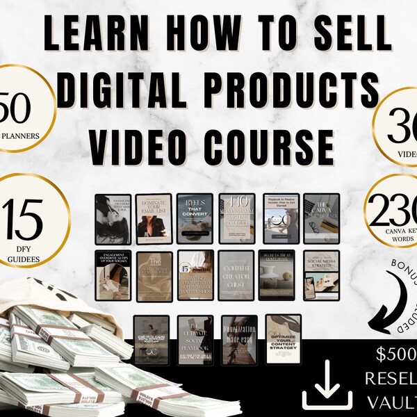 Digital Marketing Video Course W MRR/PLR Resell Rights to Create Passive Income and Sell Done For You Digital Products W Stan Store and Etsy