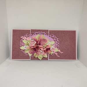 Luxus Grußkarte, Geburtstagsgeschenk, Jubiläumskarte, Grußkarte, Unikat, florale 3D Karte.
