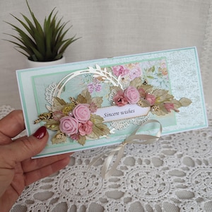 Cartão de aniversário feito à mão, cartão floral 3D, cartão de felicitações floral exclusivo, cartão de aniversário, presente de aniversário