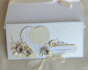 Carte de mariage faite main, carte de voeux 3D, carte de voeux de luxe