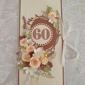Cartão de felicitações personalizado, cartão 3D de luxo feito à mão, presente de aniversário floral, cartão de felicitações exclusivo, presente de aniversário.