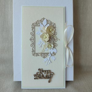 Tarjeta de felicitación hecha a mano, regalo de feliz cumpleaños, tarjeta de felicitación única, sobre de dinero, tarjeta floral 3D.