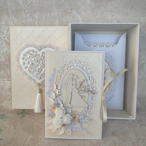 Tarjeta de boda 3D hecha a mano, envoltorio de regalo de boda de lujo, juego de regalo, sobre de dinero.
