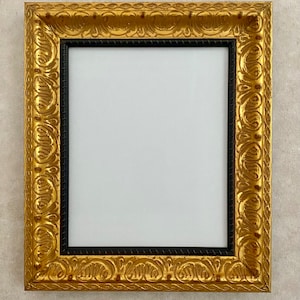 Antiqued Gold Ornate Vintage Wood Picture Frame  - Dark Beaded Edge - Photos - sizes 5x7 8x10 8 1/2x11 9x12 11x14 12x18 16x20 18x24