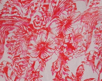 Marc Cain: Baumwolljersey "Blumen", rosa-rot, 135 cm br, Meterware, Preis pro 0,5 lfdm, EUR 17,03/qm
