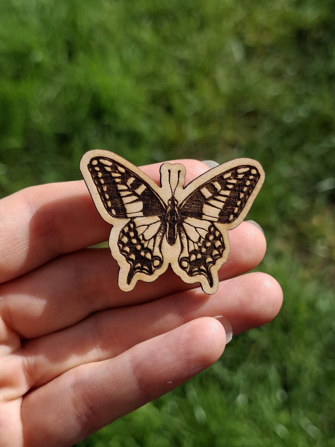 Butterfly Wooden Pin | Laser Engraved Lapel Pin | Handmade Insect ...