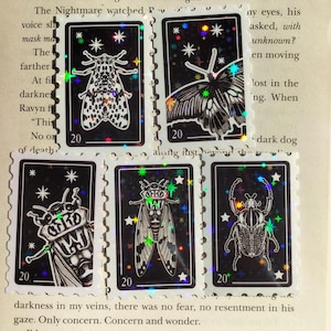 Holo Bug Stamp Stickers | Entomology | Insects | Wildlife |  Stationary | Glitter