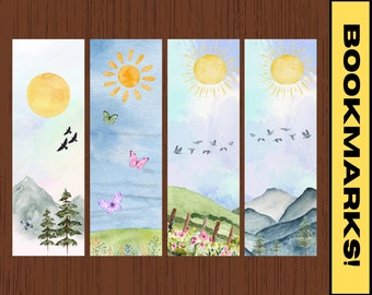 Watercolor Bookmarks Digital Printable Bookmarks | Digital Bookmark | Instant Download