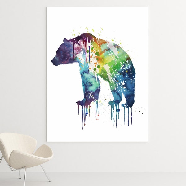 Panda Bear Canvas or Poster - Animal Wall Art, Panda Bear Print, Watercolor Wall Art, Colorful Art, Animal Poster, Panda Bear Poster