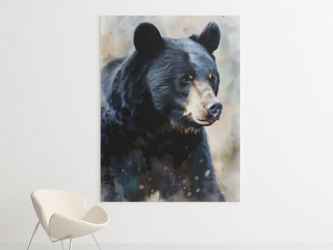 Black Bear Canvas or Poster Animal Wall Art, Panda Bear Print ...