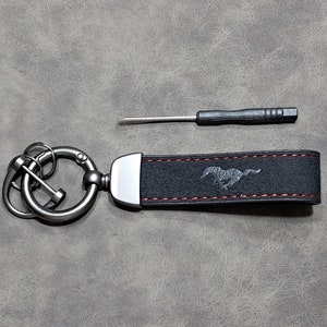 Mustang porte-clés cuir Alcantara logo cheval porte-clés lanière GT500 Shelby Cobra accessoires de voiture cadeau pour hommes anniversaire noël image 7