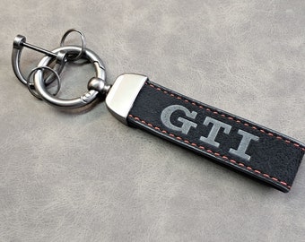 Llavero Gti Llavero de cuero Alcantara Lanyard Logo GTI Golf Polo Accesorios de coche Regalo para hombres Navidad