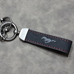 Mustang porte-clés cuir Alcantara logo cheval porte-clés lanière GT500 Shelby Cobra accessoires de voiture cadeau pour hommes anniversaire noël image 1
