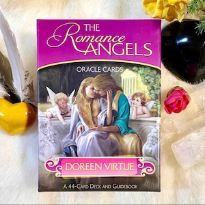 Rares cartes Oracle Romance Angels de Doreen Virtue. POO authentique, jeu complet de 44 cartes en très bon état et guide (anglais)