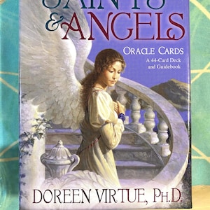Doreen Virtue SAINTS & ANGELS Cartes Oracle. Jeu de 44 cartes et guide rares et authentiques. Édition japonaise, très bon état, vintage, POO