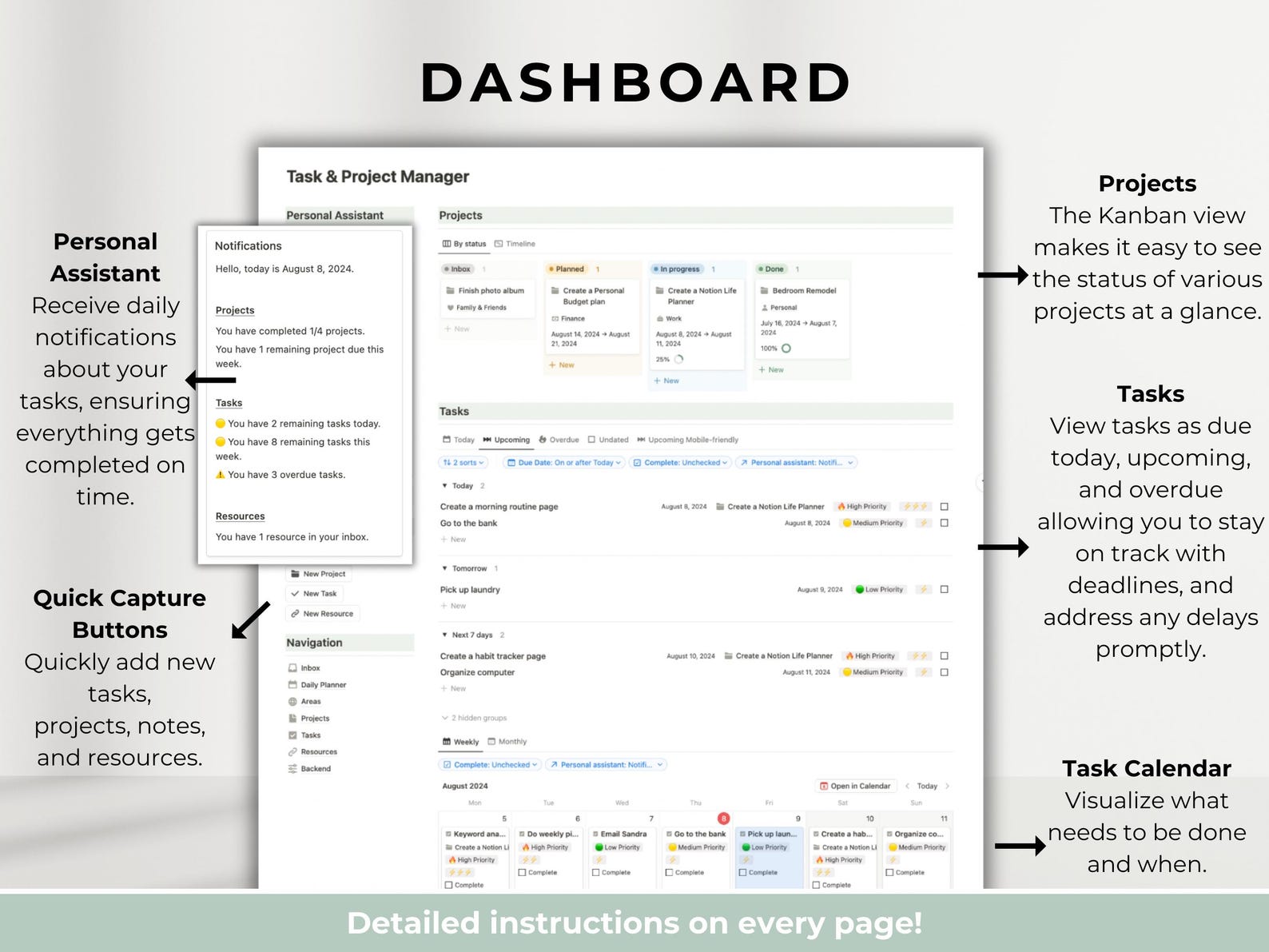Project Management Notion Template Project Manager Task Manager Daily ...