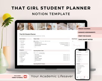 That Girl Student Planner Notion Template: ADHD College Planner (Digital)