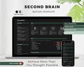 Second Brain Dark Mode Notion Template: Life Planner & Task Manager Daily planner (Digital download)