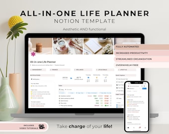 Notion Life Planner Template: ADHD, Daily Tasks, Productivity, Habit Tracker (Digital Download)