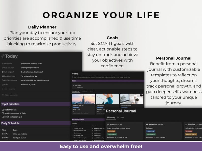 Second Brain witchyl Notion Template all in one Life Planner ADHD daily tasks lists monthly weekly planner notion ipad planner project daily task lists task manager project planner spellbook tarot pull log herbal grimoire wicca aesthetic dashboard