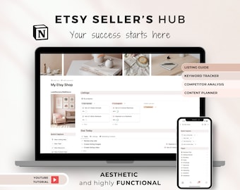 Modelo Notion do Etsy Seller's Hub: Planejador de negócios (download digital)