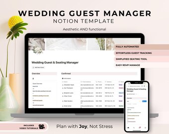 Wedding Guest List & Seating Chart Notion Template (Digital Download)