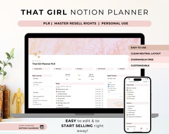 Modelo de Planner That Girl Notion: Direitos PLR e MRR (Download Digital)