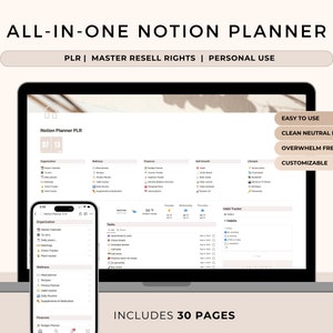 Modelo Ultimate Life Planner PLR Notion - Venda no etsy Produtos digitais PLR Mrr Notion Mrr PLR Planner Direitos de revenda Download digital