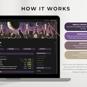 Second Brain witchyl Notion Template all in one Life Planner ADHD daily tasks lists monthly weekly planner notion ipad planner project daily task lists task manager project planner spellbook tarot pull log herbal grimoire wicca aesthetic dashboard