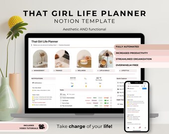 All-in-One Life Planner Notion Template: ADHD, Project Manager (Digital Download)