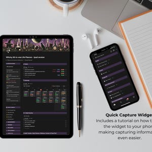 Second Brain witchyl Notion Template all in one Life Planner ADHD daily tasks lists monthly weekly planner notion ipad planner project daily task lists task manager project planner spellbook tarot pull log herbal grimoire wicca aesthetic dashboard