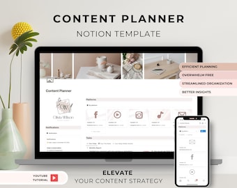 Notion Content Planner Template: Social Media, Projects Manager (Digital Download)