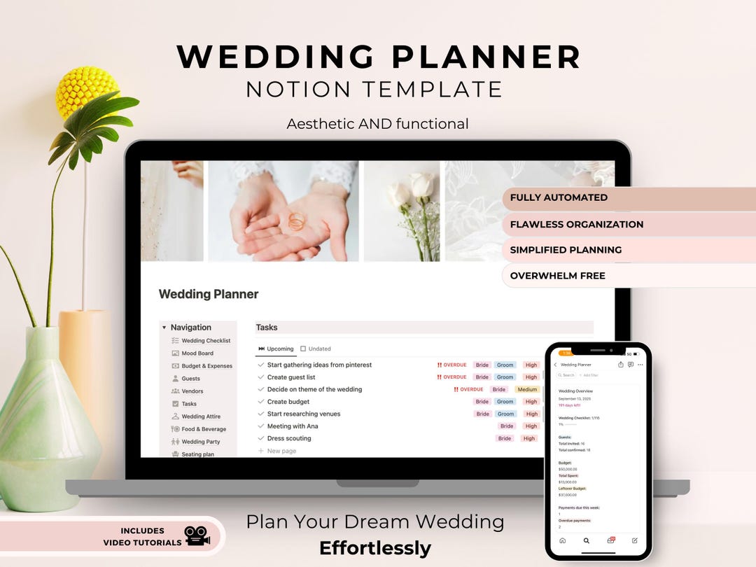 Wedding Planner Notion Template Wedding Checklist Timeline Rsvp Wed ...