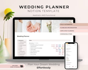 Wedding Planner Notion Template: Checklist, Budget, Timeline Daily planner (Digital download)