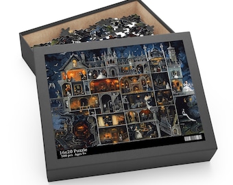 Haunted Mansion Mystery Jigsaw - Eerie 500-Piece Puzzle, Explore Spooky Victorian Lore, Victorian Mansions Puzzle (120, 252, 500-Piece)